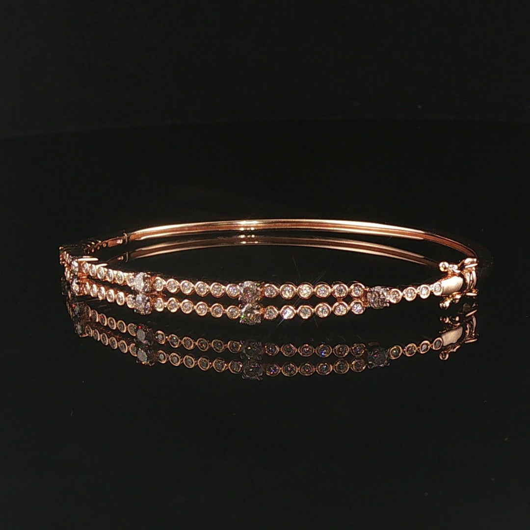 Levian 14k Rose Gold 0.92cttw Bezel Set Diamond Bangle Bracelet 6.75"