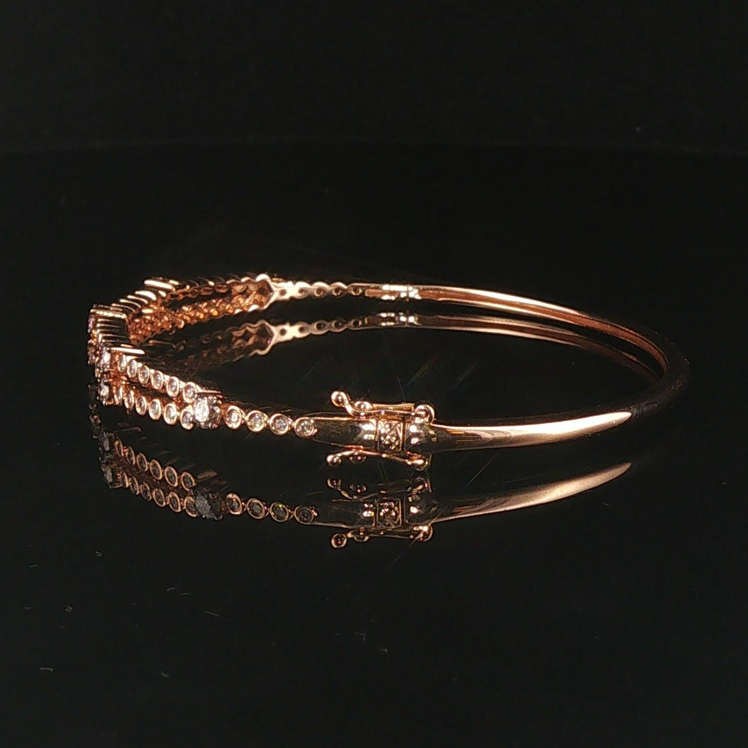 Levian 14k Rose Gold 0.92cttw Bezel Set Diamond Bangle Bracelet 6.75"