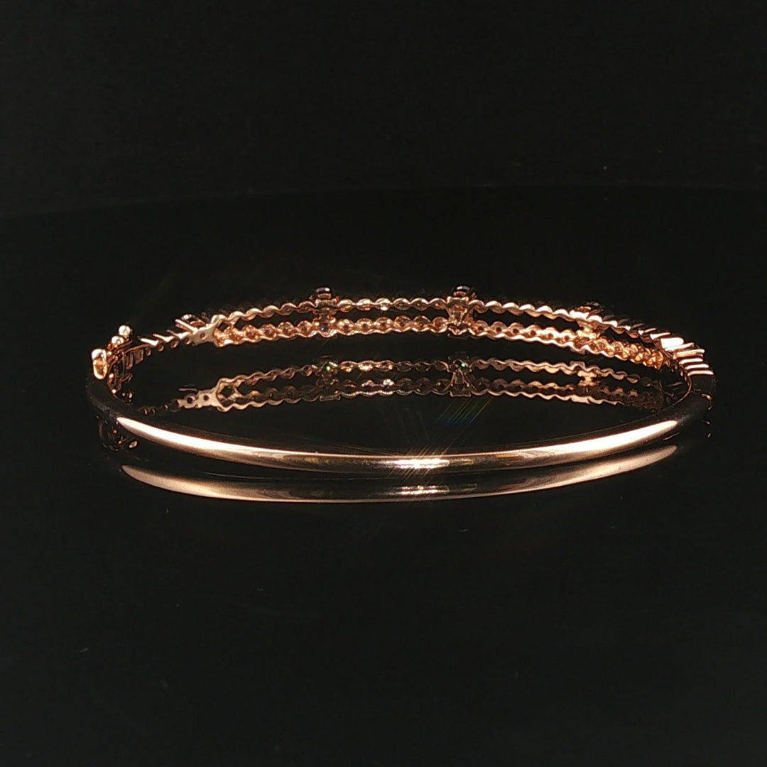 Levian 14k Rose Gold 0.92cttw Bezel Set Diamond Bangle Bracelet 6.75"