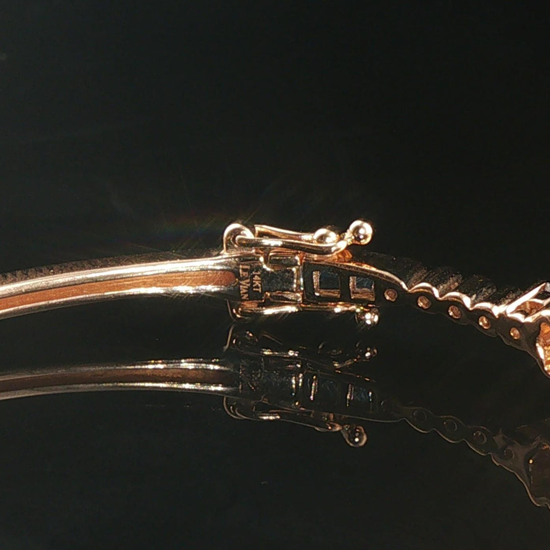 Levian 14k Rose Gold 0.92cttw Bezel Set Diamond Bangle Bracelet 6.75"