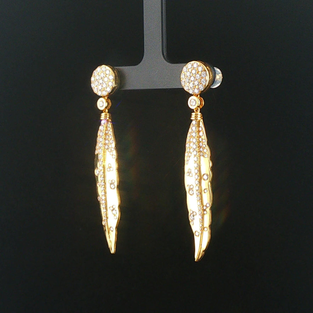18k Yellow Gold and 1.50cttw VS Diamond Drop Dangle Earrings 2.25"