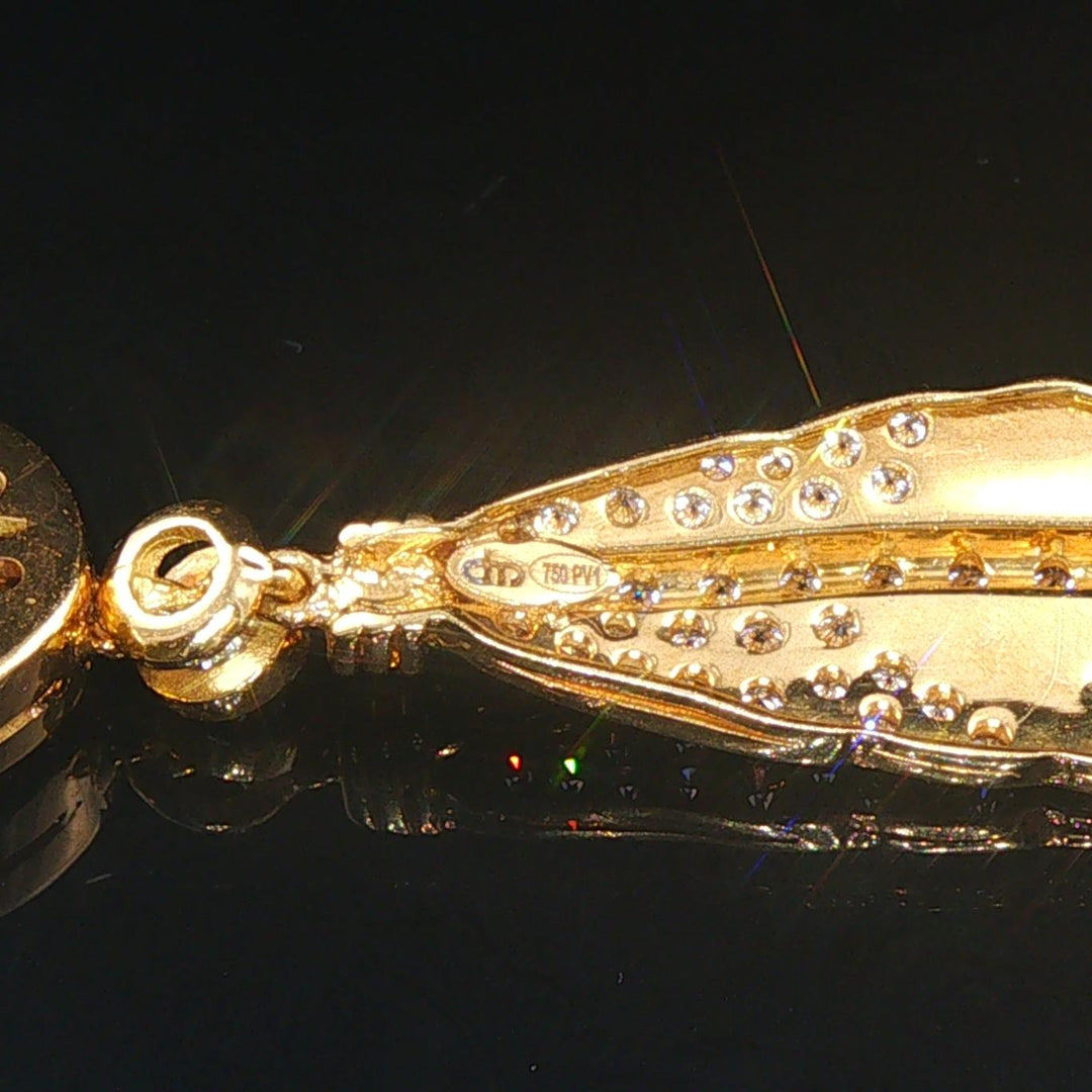18k Yellow Gold and 1.50cttw VS Diamond Drop Dangle Earrings 2.25"
