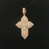 14k Yellow Gold and 2.50cttw Diamond Cross Pendant 2"