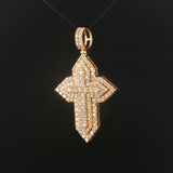 14k Yellow Gold and 2.50cttw Diamond Cross Pendant 2"