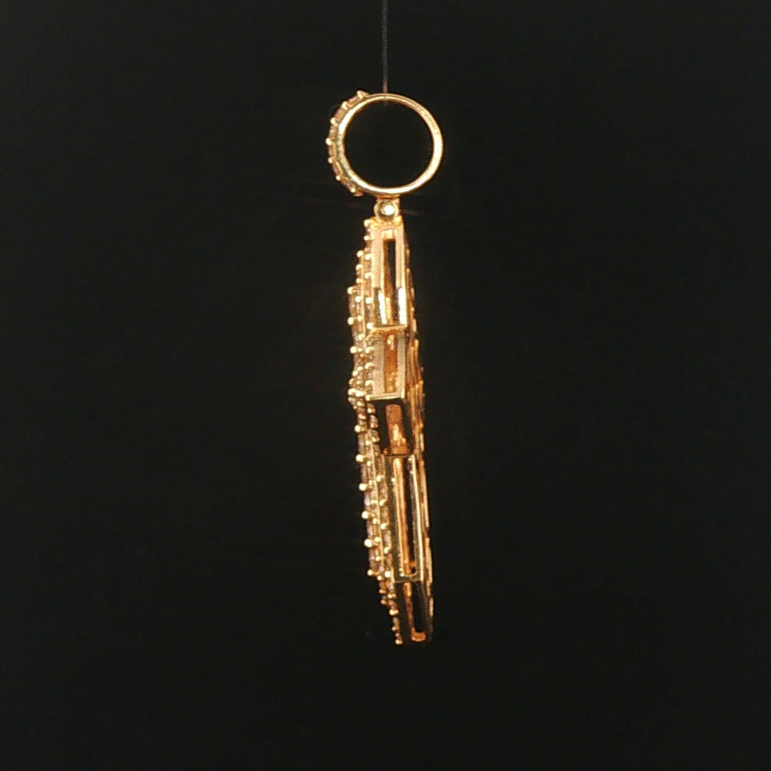 14k Yellow Gold and 2.50cttw Diamond Cross Pendant 2"