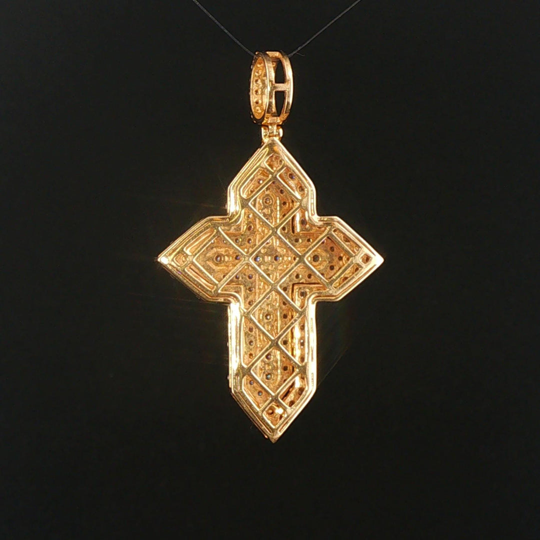 14k Yellow Gold and 2.50cttw Diamond Cross Pendant 2"