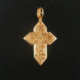 14k Yellow Gold and 2.50cttw Diamond Cross Pendant 2"