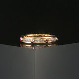 David Yurman 18k Yellow Gold Ruby & Diamond Modern Renaissance Band Ring Size 9
