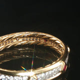 David Yurman 18k Yellow Gold Ruby & Diamond Modern Renaissance Band Ring Size 9