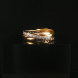 Cartier Vintage 18k Tri Tone Gold and Diamond Rolling Bands Ring Size 55