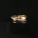 Cartier Vintage 18k Tri Tone Gold and Diamond Rolling Bands Ring Size 55