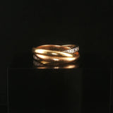 Cartier Vintage 18k Tri Tone Gold and Diamond Rolling Bands Ring Size 55