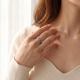 EFFY 18k White Gold Sapphire and Diamond Band Ring Size 7