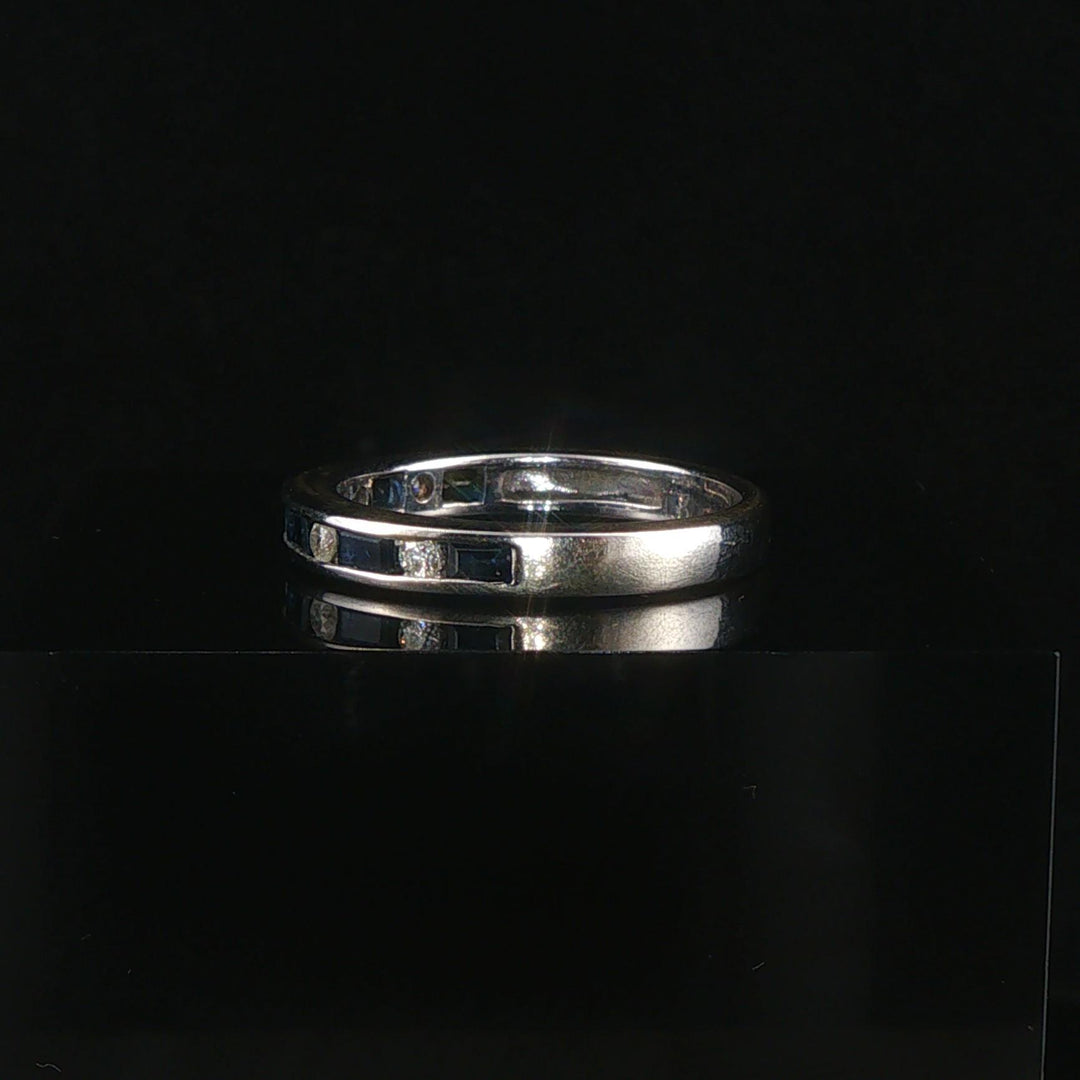 EFFY 18k White Gold Sapphire and Diamond Band Ring Size 7