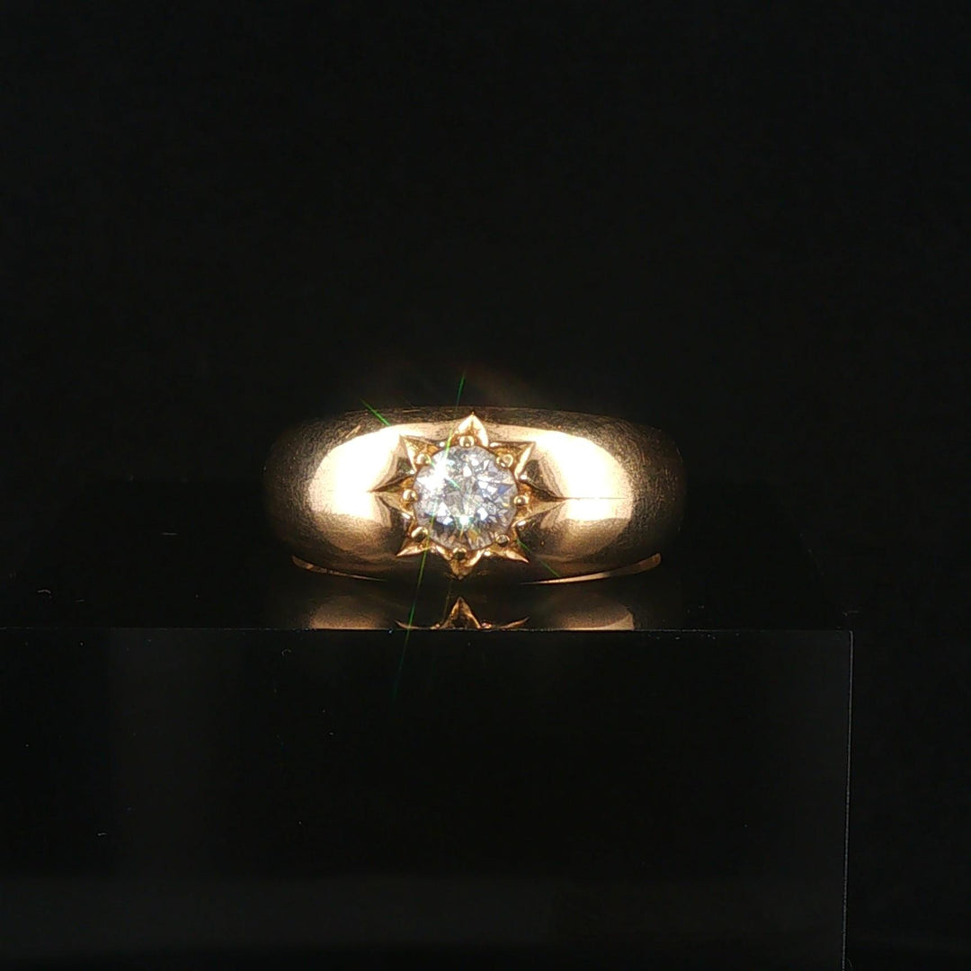 Antique 18k Yellow Gold and 0.50cttw OEC Diamond Starburst Ring Size 8.75