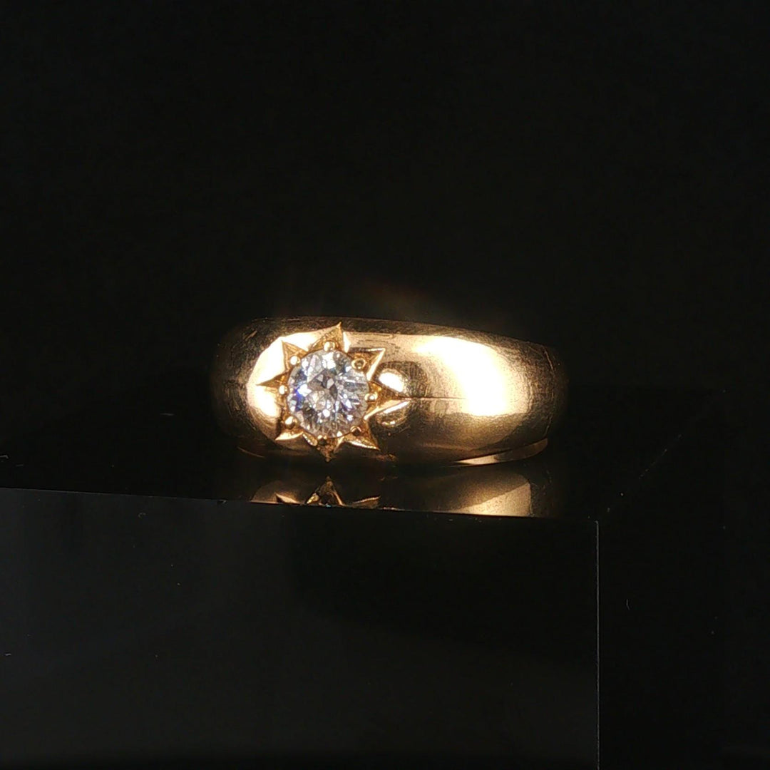 Antique 18k Yellow Gold and 0.50cttw OEC Diamond Starburst Ring Size 8.75