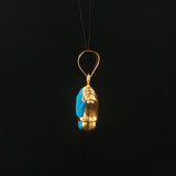 18k Yellow Gold and Turquoise Vintage Lotus Charm Pendant