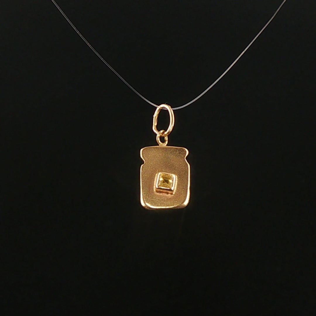 14k Yellow Gold and Yellow Sapphire Vintage Piece of Toast Charm