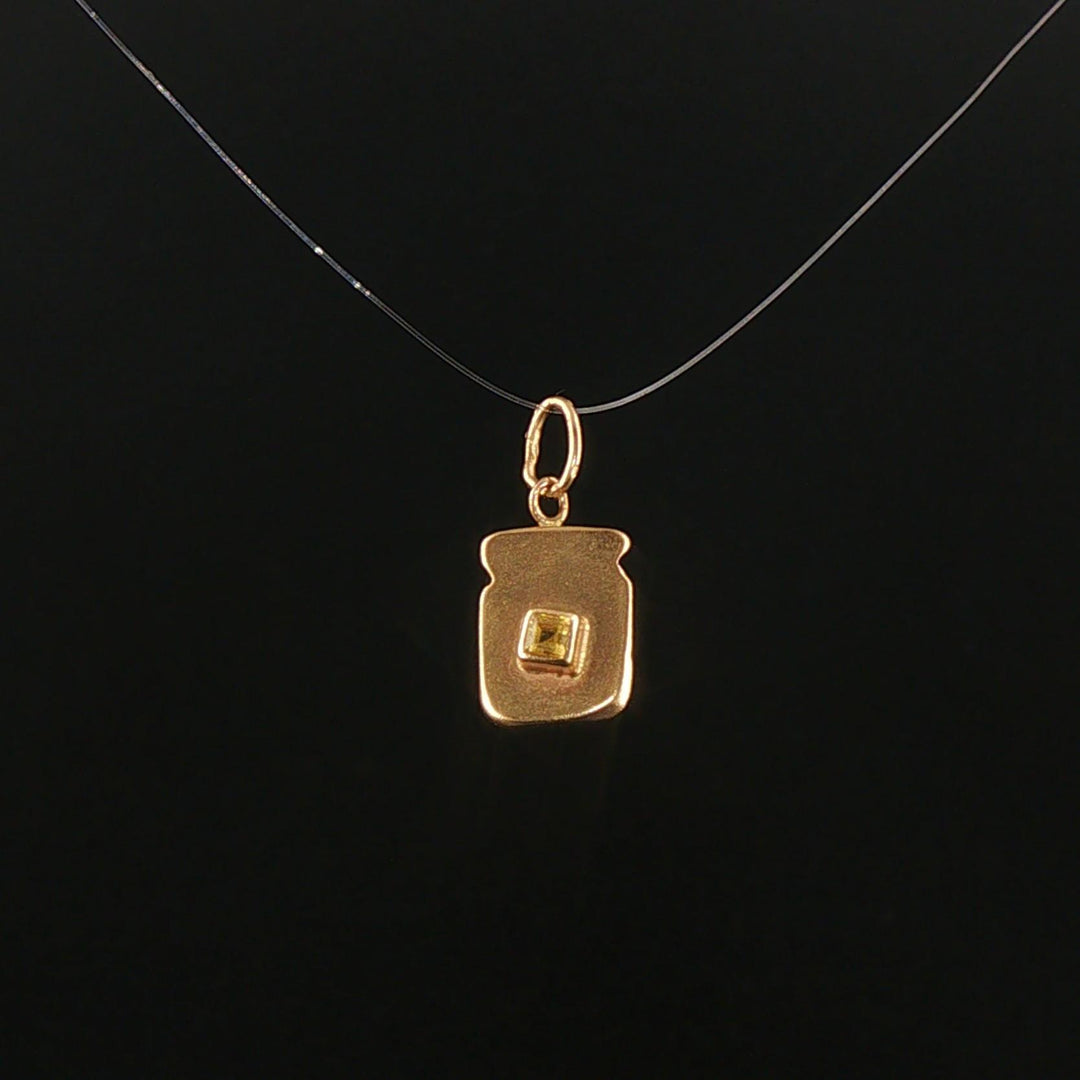 14k Yellow Gold and Yellow Sapphire Vintage Piece of Toast Charm