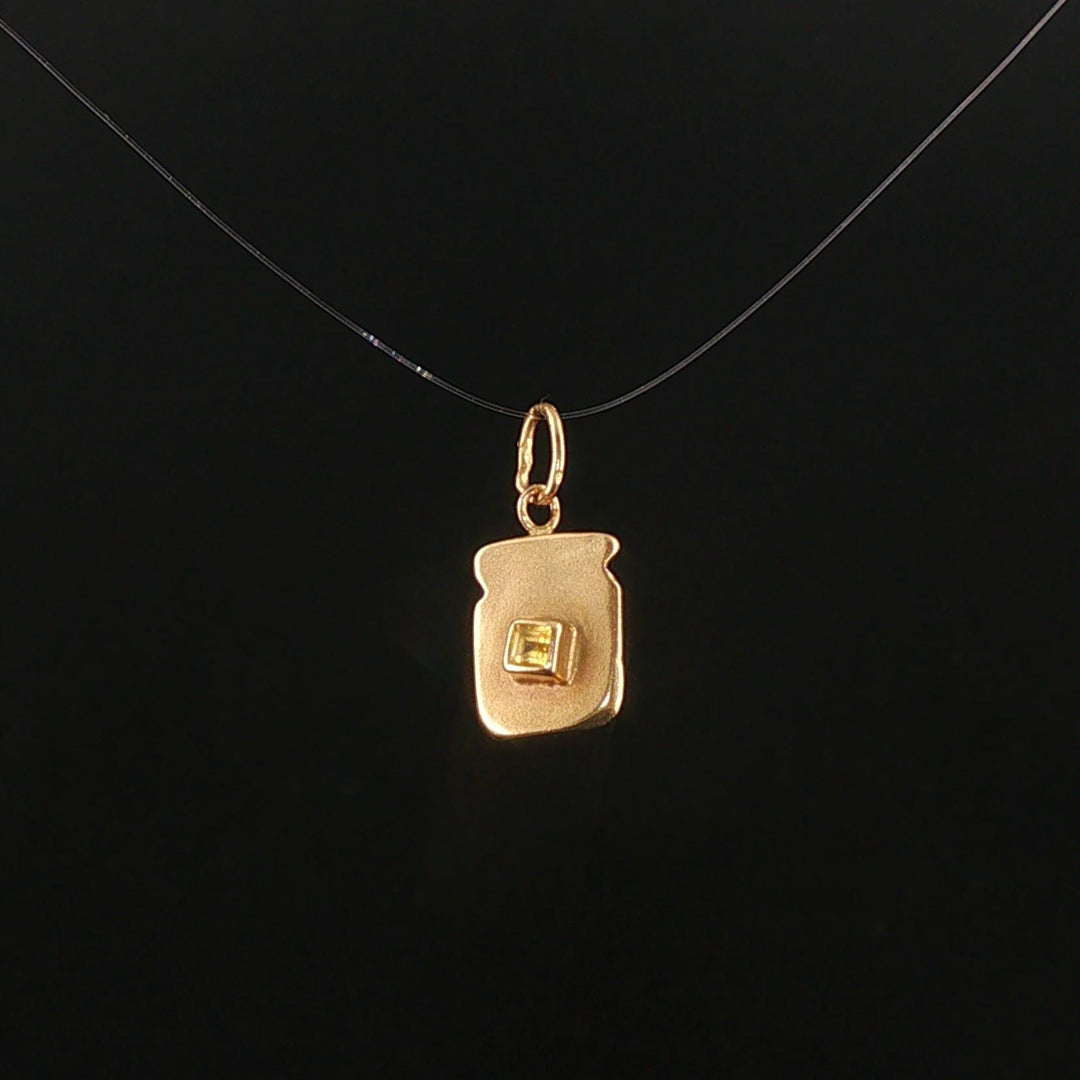 14k Yellow Gold and Yellow Sapphire Vintage Piece of Toast Charm