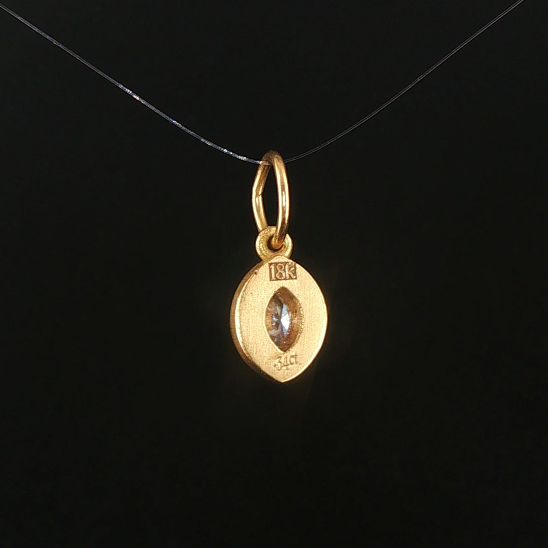 18k Yellow Gold and 0.34ct Marquise Diamond Vintage Charm Pendant