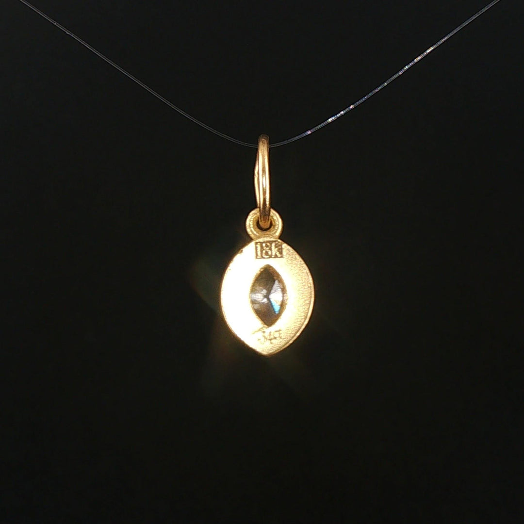 18k Yellow Gold and 0.34ct Marquise Diamond Vintage Charm Pendant