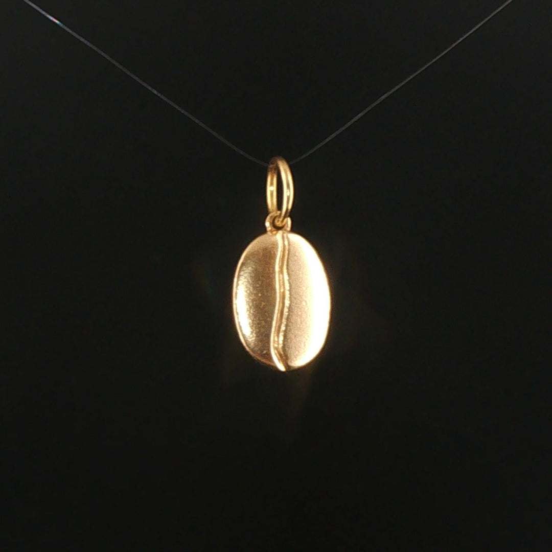 14k Yellow Gold 5.3g Solid Heavy Vintage Coffee Bean Charm Pendant