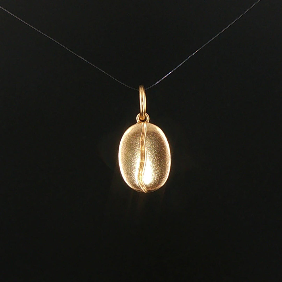 14k Yellow Gold 5.3g Solid Heavy Vintage Coffee Bean Charm Pendant
