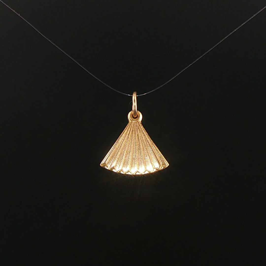 14k Yellow Gold Vintage Articulated I Love You Fan Charm Pendant