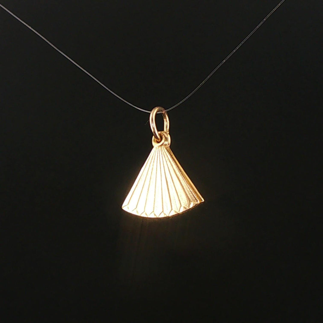 14k Yellow Gold Vintage Articulated I Love You Fan Charm Pendant