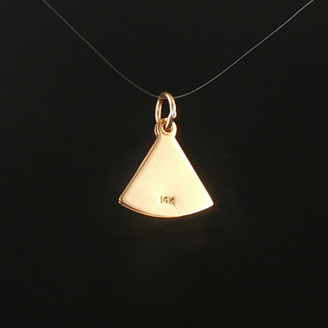 14k Yellow Gold Vintage Articulated I Love You Fan Charm Pendant