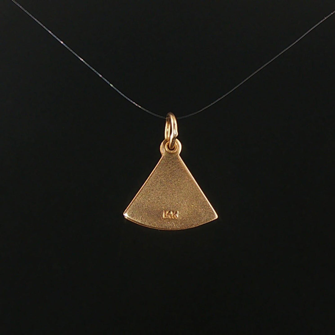 14k Yellow Gold Vintage Articulated I Love You Fan Charm Pendant