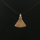 14k Yellow Gold Vintage Articulated I Love You Fan Charm Pendant