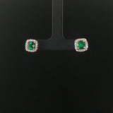 14k Yellow Gold Lab Emerald and Natural Diamond Stud Earrings