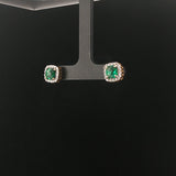 14k Yellow Gold Lab Emerald and Natural Diamond Stud Earrings