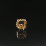14k Yellow Gold Lab Emerald and Natural Diamond Stud Earrings
