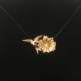 14k Yellow Gold and Diamond Vintage Hummingbird Pendant