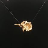 14k Yellow Gold and Diamond Vintage Hummingbird Pendant