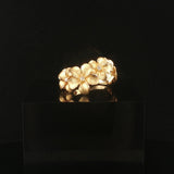 Denny Wong 14k Yellow Gold and Diamond Plumeria Band Ring Size 5.5