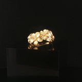 Denny Wong 14k Yellow Gold and Diamond Plumeria Band Ring Size 5.5