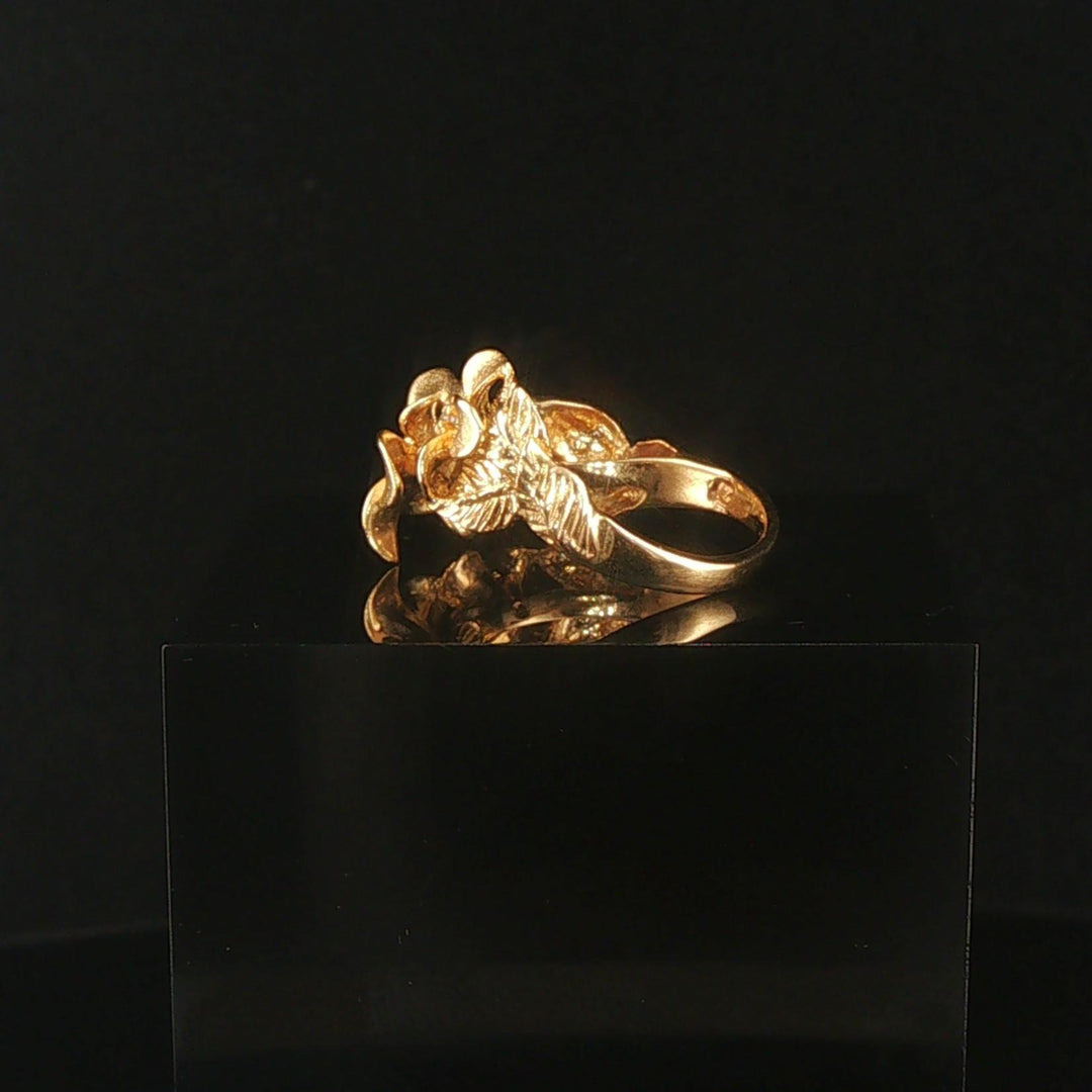 Denny Wong 14k Yellow Gold and Diamond Plumeria Band Ring Size 5.5