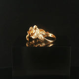 Denny Wong 14k Yellow Gold and Diamond Plumeria Band Ring Size 5.5