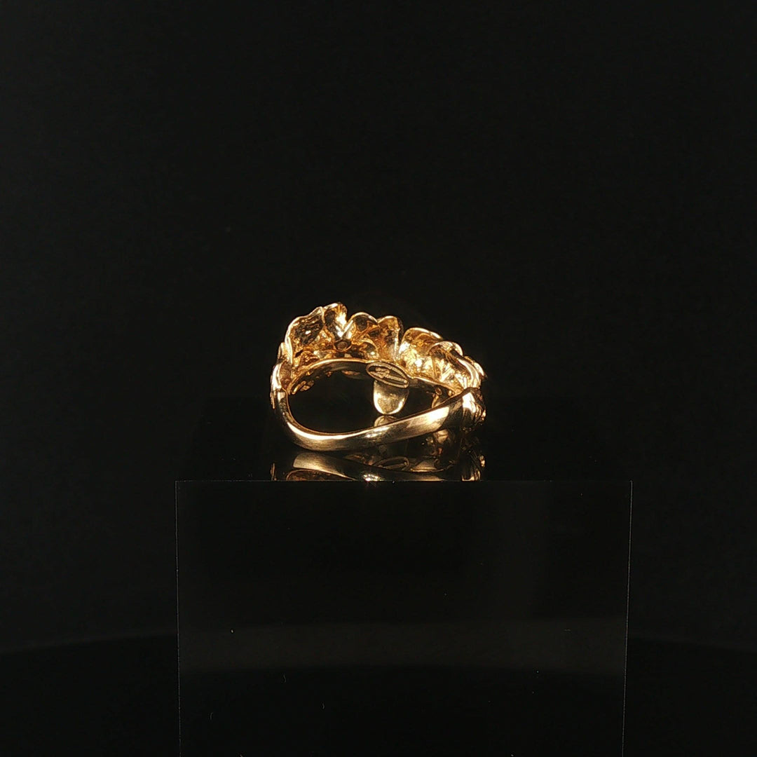 Denny Wong 14k Yellow Gold and Diamond Plumeria Band Ring Size 5.5