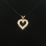 14k Yellow Gold and 0.35cttw Diamond Vintage Heart Pendant