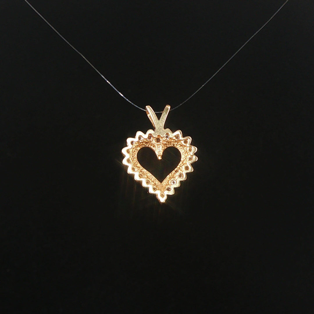 14k Yellow Gold and 0.35cttw Diamond Vintage Heart Pendant