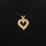 14k Yellow Gold and 0.35cttw Diamond Vintage Heart Pendant