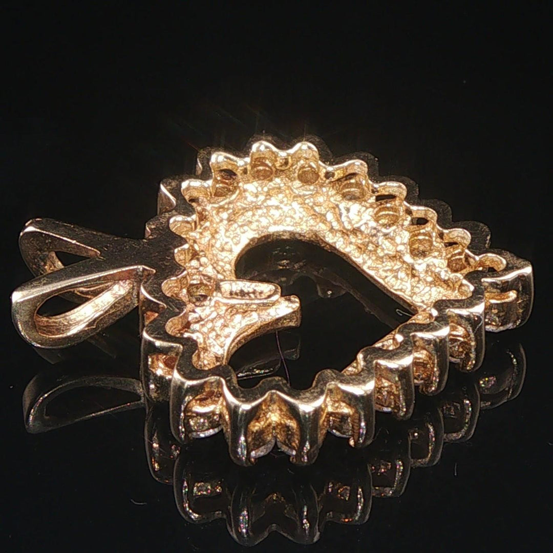 14k Yellow Gold and 0.35cttw Diamond Vintage Heart Pendant