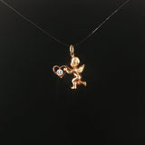 14k Yellow Gold 0.10ct Diamond Vintage Cupid Charm Pendant