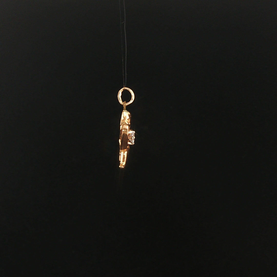 14k Yellow Gold 0.10ct Diamond Vintage Cupid Charm Pendant