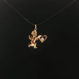 14k Yellow Gold 0.10ct Diamond Vintage Cupid Charm Pendant